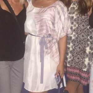 Silk shift dress with belt